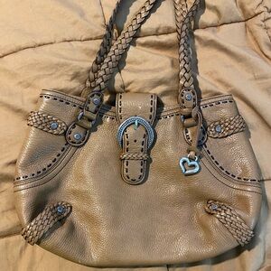 Brighton Tan Leather Shoulder Bag with Braided Straps